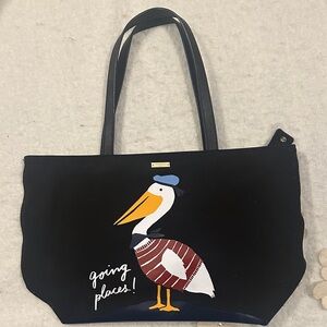 Kate Spade Black Tote with Pelican Graphic